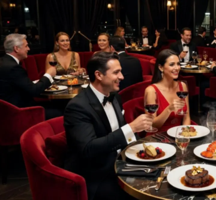 Estei hangulat a Magyar Scenne Étteremben, gourmet fogásokkal és éjszakai fénnyel