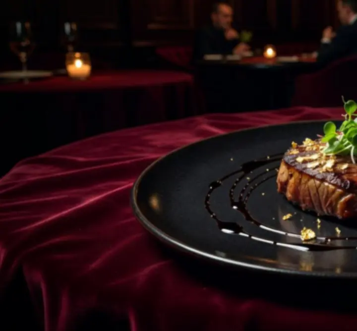 Gourmet főétel elegáns tálalással a Magyar Scenne kaszinó étteremben